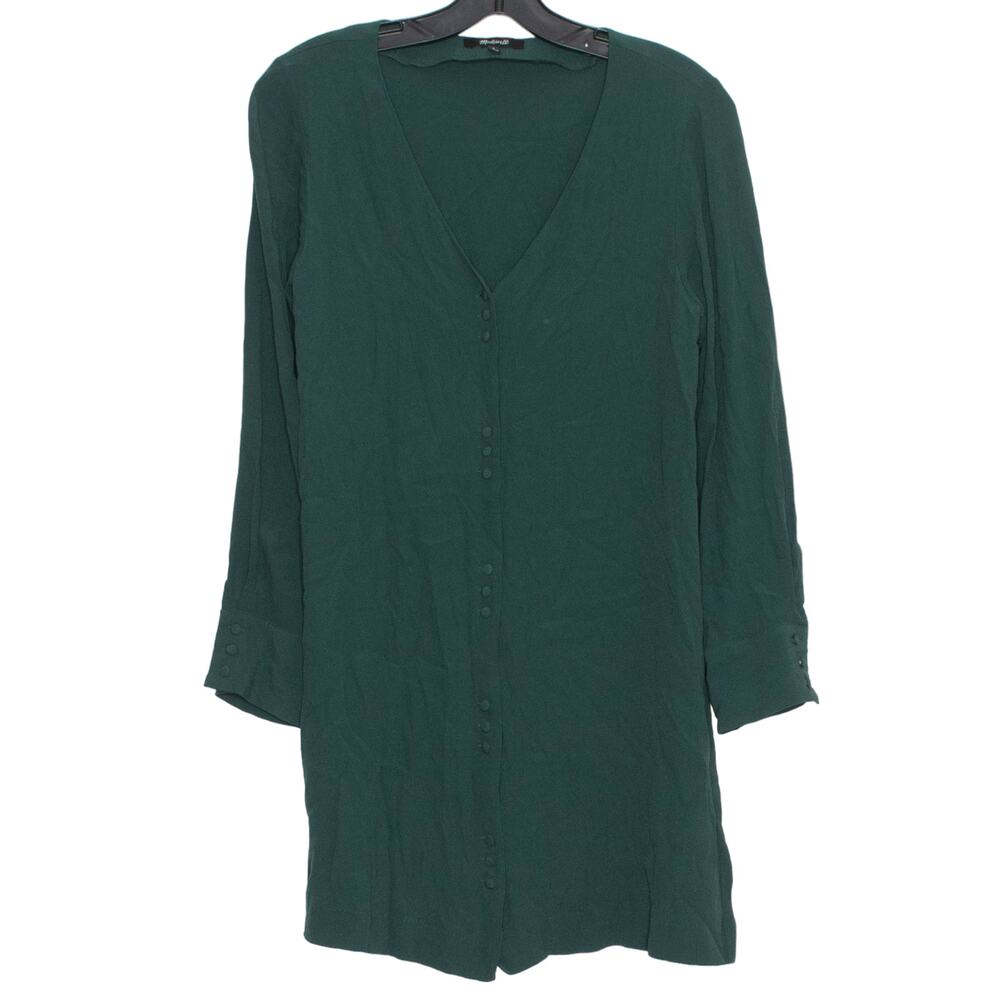 Madewell Button Up Tunic Shirtdress Green Flowy Boho Cottagecore Minimalist S